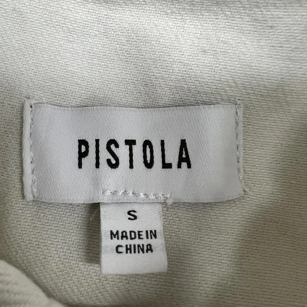 PISTOLA Dress Womens S Cream White Denim Shirt Dress Long Sleeve Raw Hem Utility